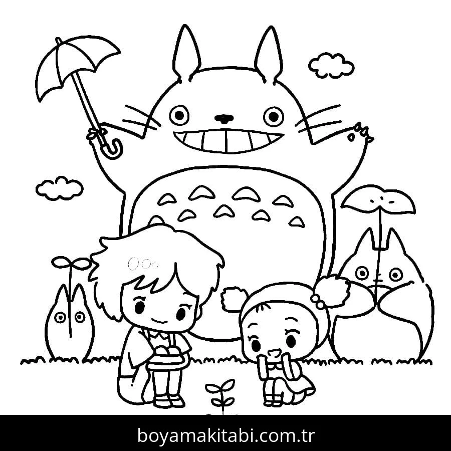 Totoro boyama sayfası – evde etkinlik, ücretsiz yazdır
