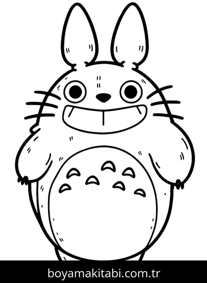 Totoro boyama sayfası – keyifli zaman, renkli çizimler