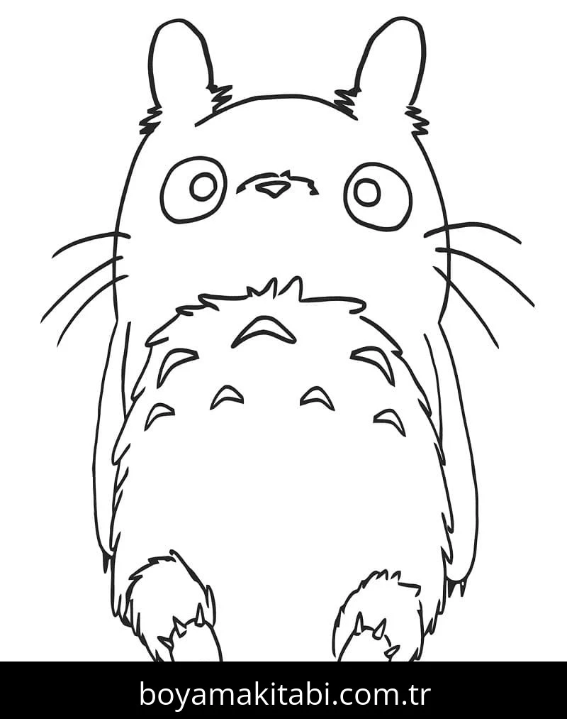 Totoro boyama sayfası – basit çizim, kolay boyama