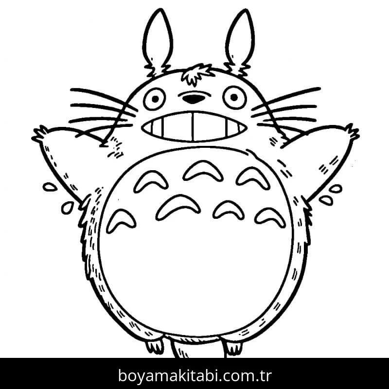 Totoro boyama sayfası – renkli çizimler, okul öncesi
