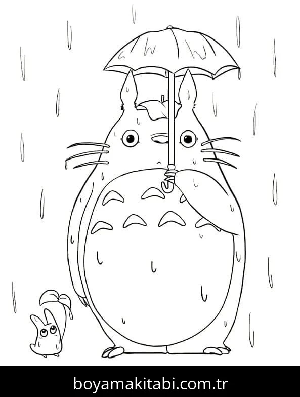 Totoro boyama sayfası – eğlenceli etkinlik, el becerilerini geliştirir