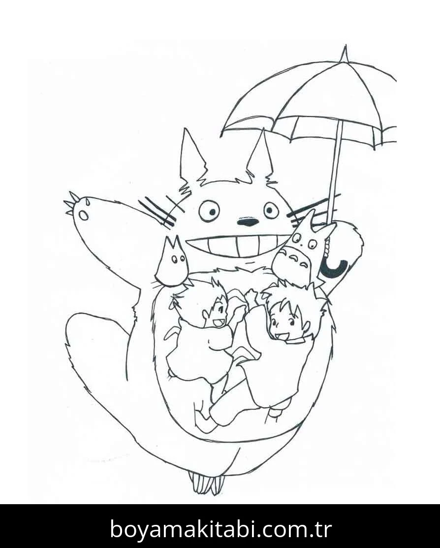 Totoro boyama sayfası – yaratıcılığı geliştirir, keyifli zaman