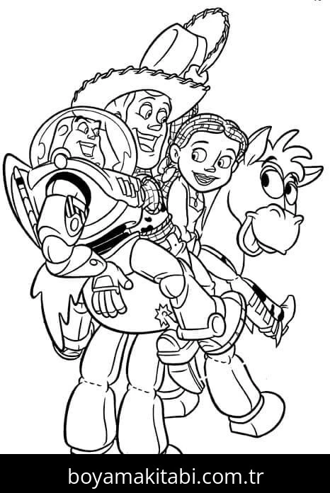 Toy Story boyama sayfası – çocuk aktivitesi, PDF indir