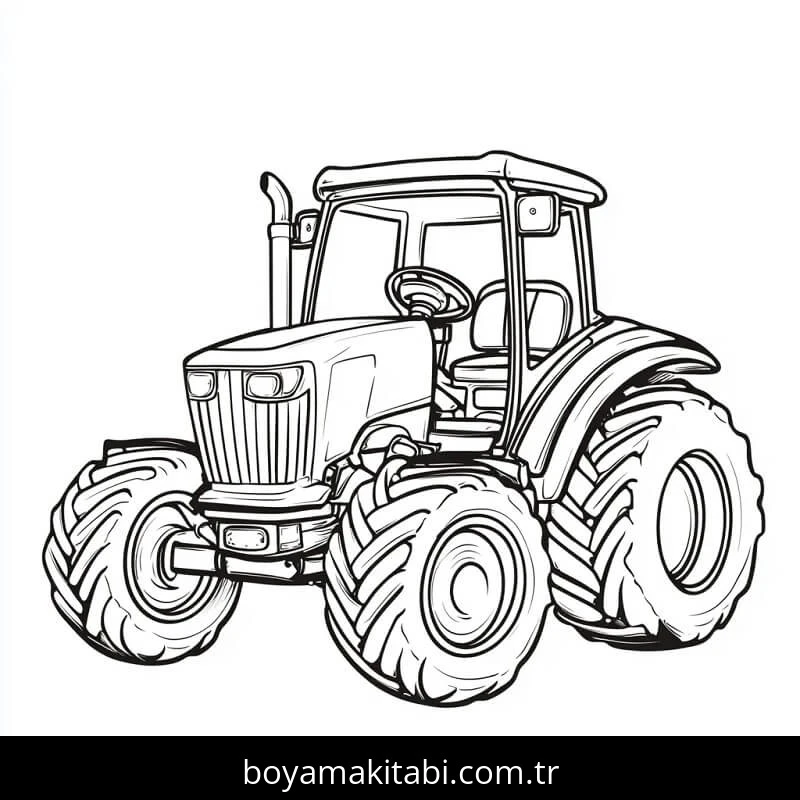 Traktör boyama sayfası – basit çizim, kolay boyama
