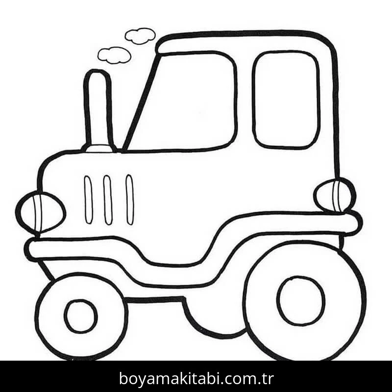 Traktör boyama sayfası – boyama etkinliği, çocuk aktivitesi