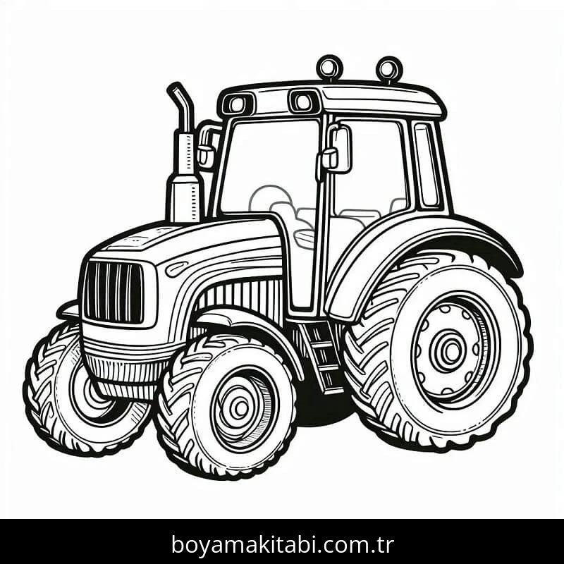 Traktör boyama sayfası – el becerilerini geliştirir, boyama çalışması