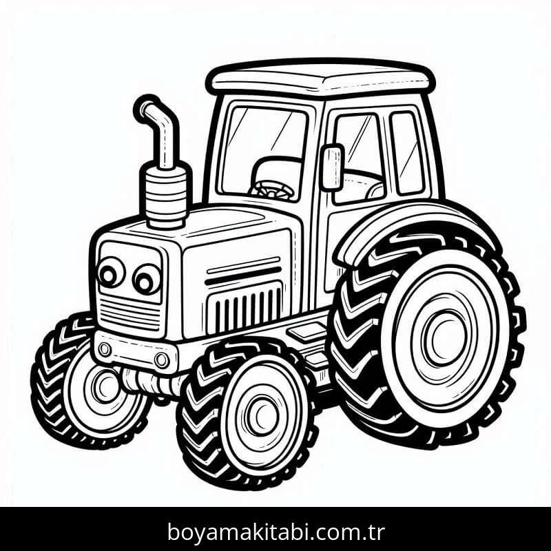 Traktör boyama sayfası – çocuk aktivitesi, PDF indir