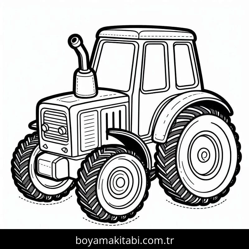 Traktör boyama sayfası – renkli çizimler, okul öncesi