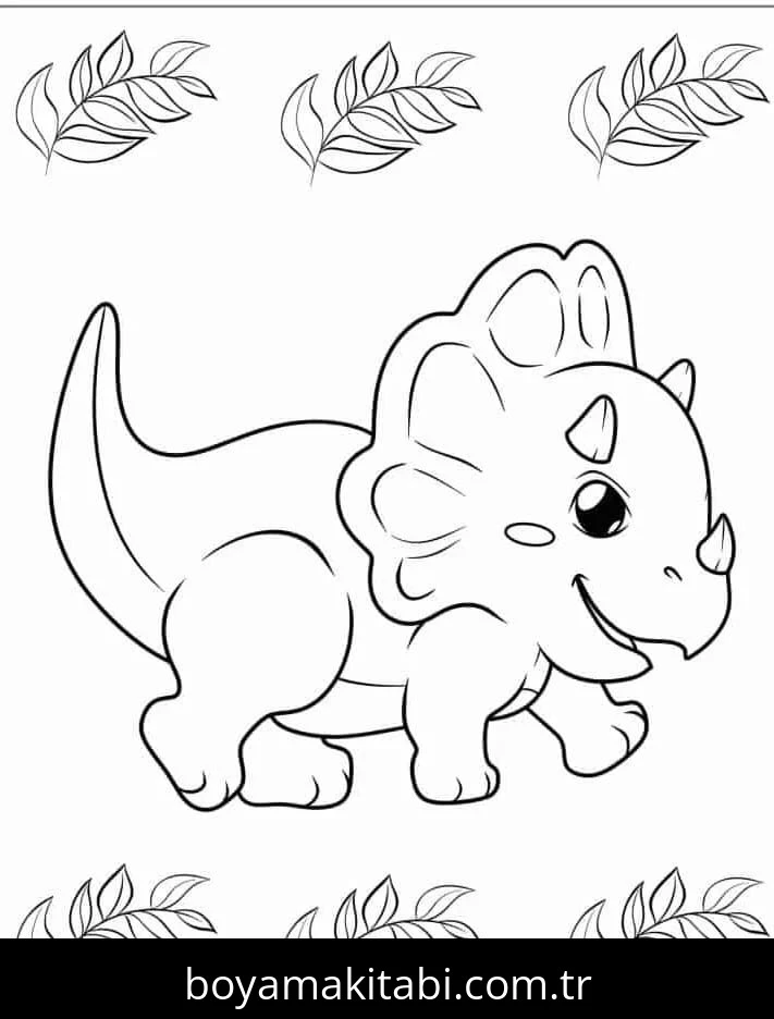 Triceratops boyama sayfası – renkli çizimler, okul öncesi