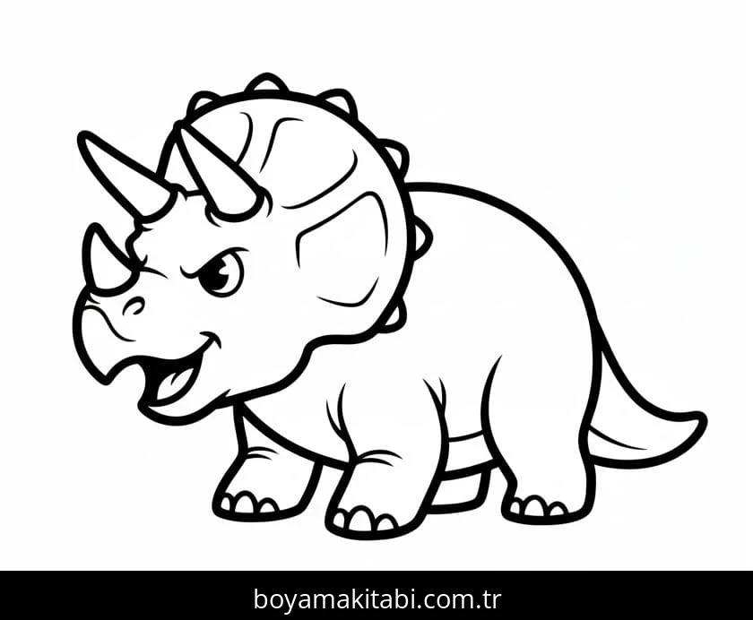 Triceratops boyama sayfası – çocuklar için, çizgi film temalı