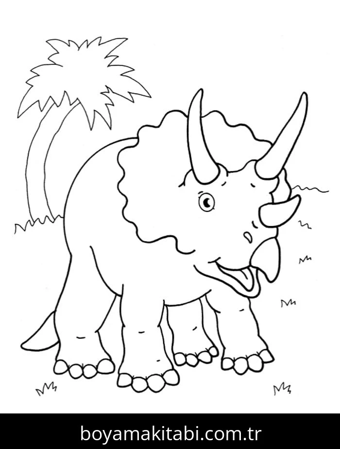 Triceratops boyama sayfası – boyama etkinliği, çocuk aktivitesi