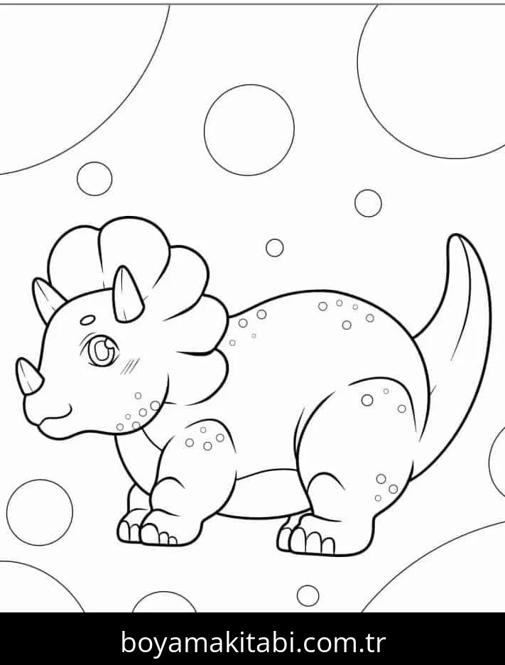 Triceratops boyama sayfası – çocuk aktivitesi, PDF indir
