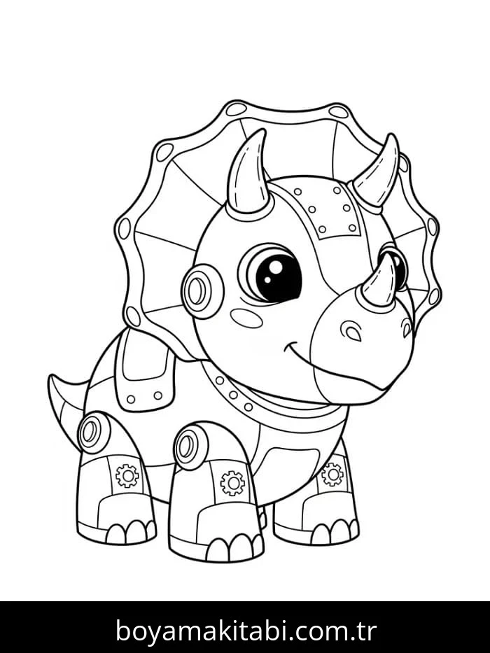 Triceratops boyama sayfası – basit çizim, kolay boyama