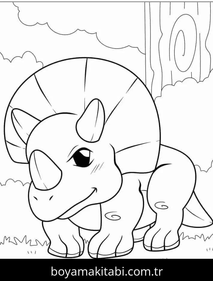 Triceratops boyama sayfası – yaratıcılık, eğlenceli etkinlik