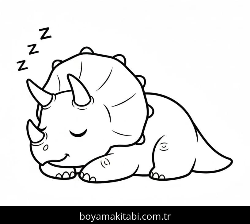 Triceratops boyama sayfası – çocuklar için, çizgi film temalı