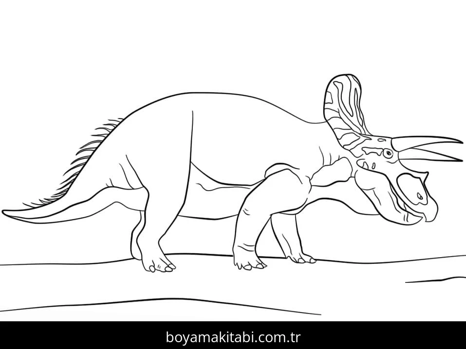 Triceratops boyama sayfası – kolay boyama, eğitici aktivite