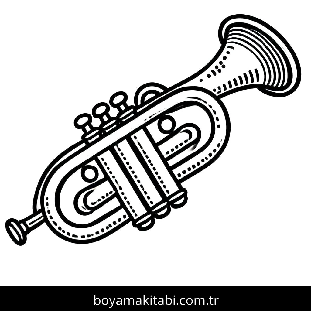Trompet boyama sayfası – çocuklar için, çizgi film temalı