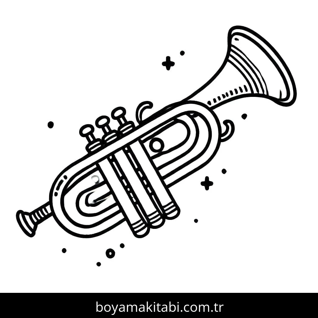 Trompet boyama sayfası – el becerilerini geliştirir, boyama çalışması