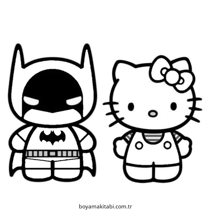 Hello Kitty boyama sayfası – basit çizim, kolay boyama