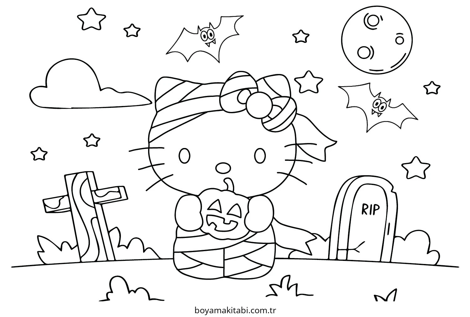 Hello Kitty boyama sayfası – ücretsiz yazdır, boyama etkinliği