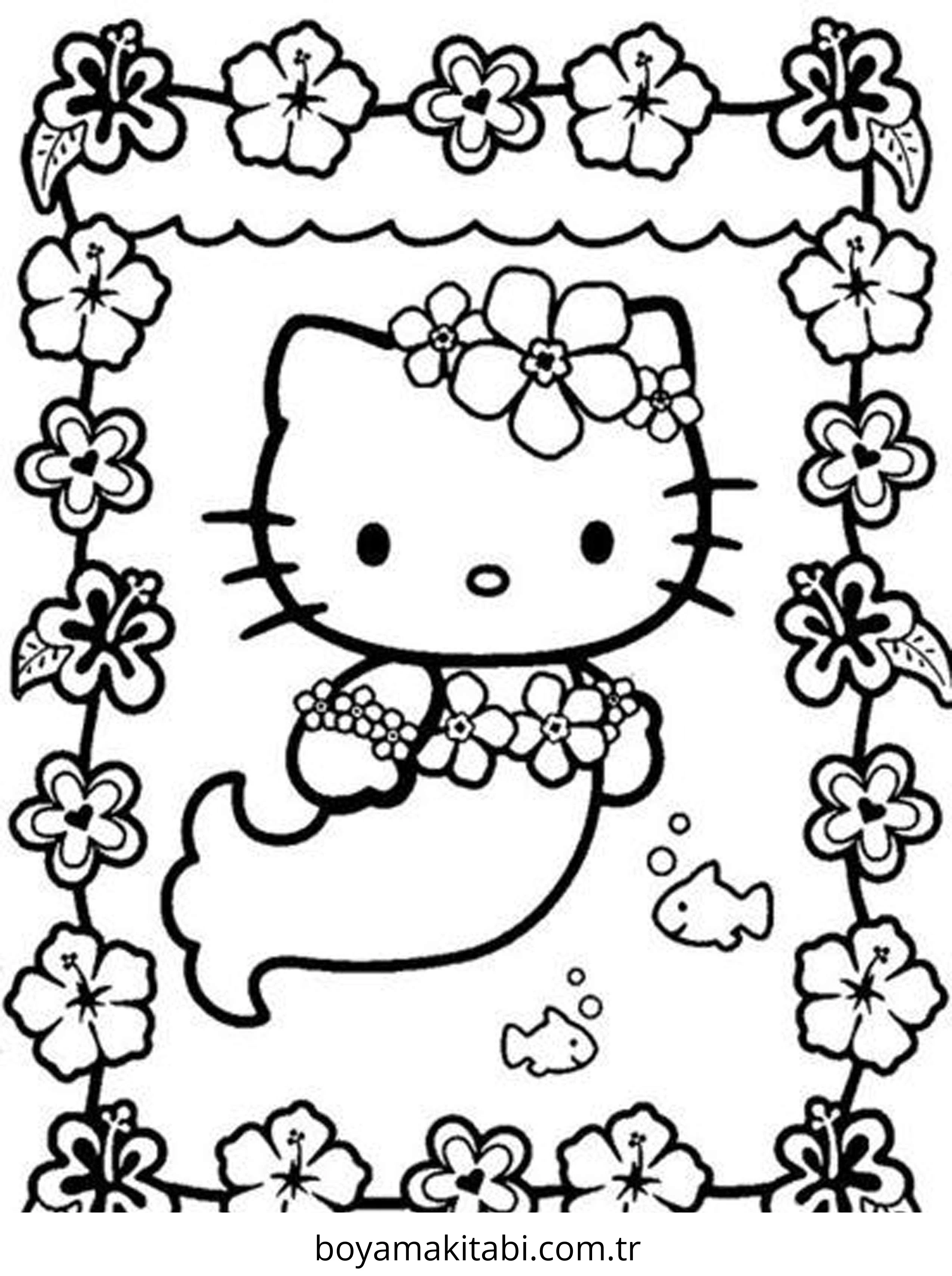 Hello Kitty boyama sayfası – eğlenceli etkinlik, el becerilerini geliştirir
