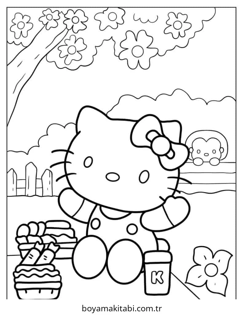 Hello Kitty boyama sayfası – boyama etkinliği, çocuk aktivitesi