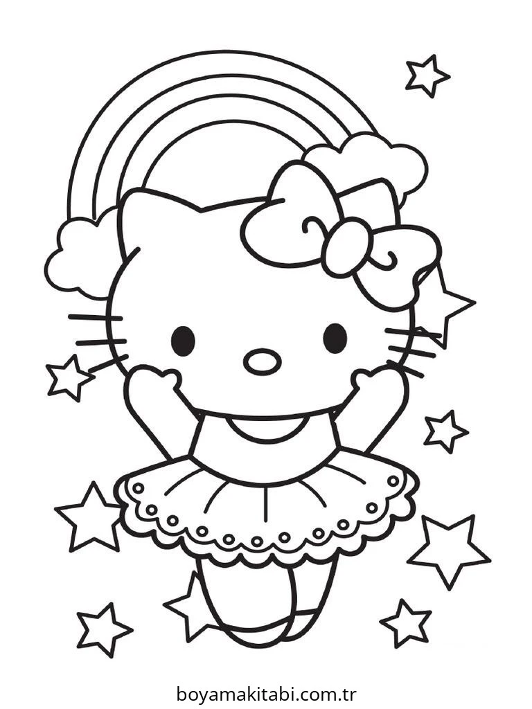 Hello Kitty boyama sayfası – evde etkinlik, ücretsiz yazdır