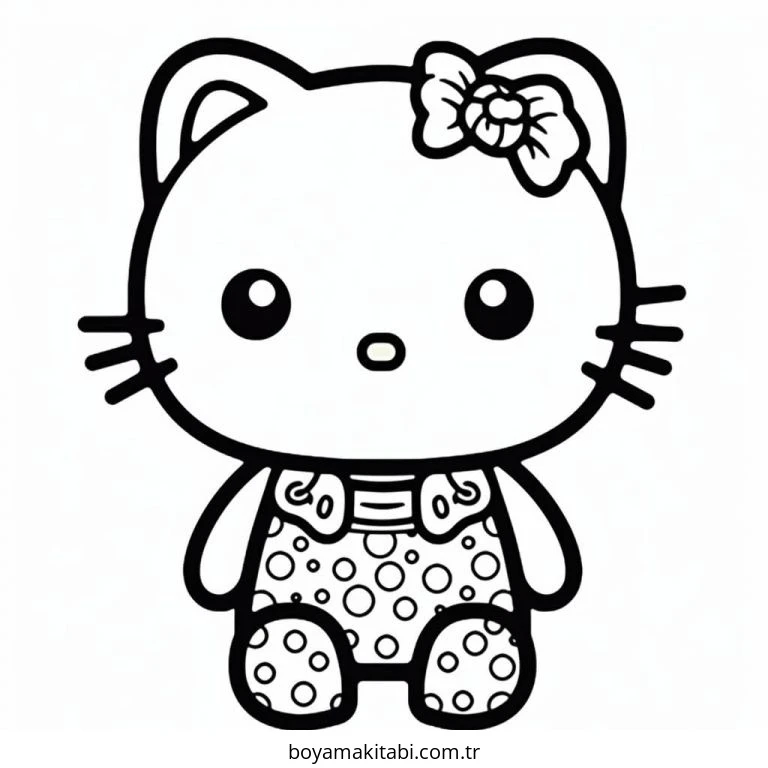 Hello Kitty boyama sayfası – sanatsal çalışma, çocuklar için
