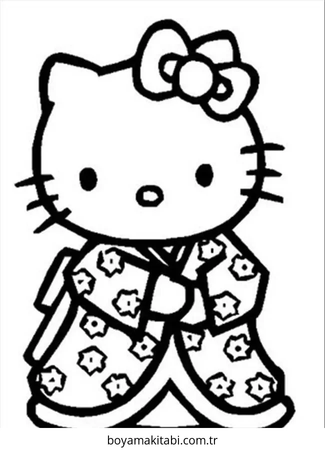Hello Kitty boyama sayfası – boyama çalışması, yaratıcılığı geliştirir