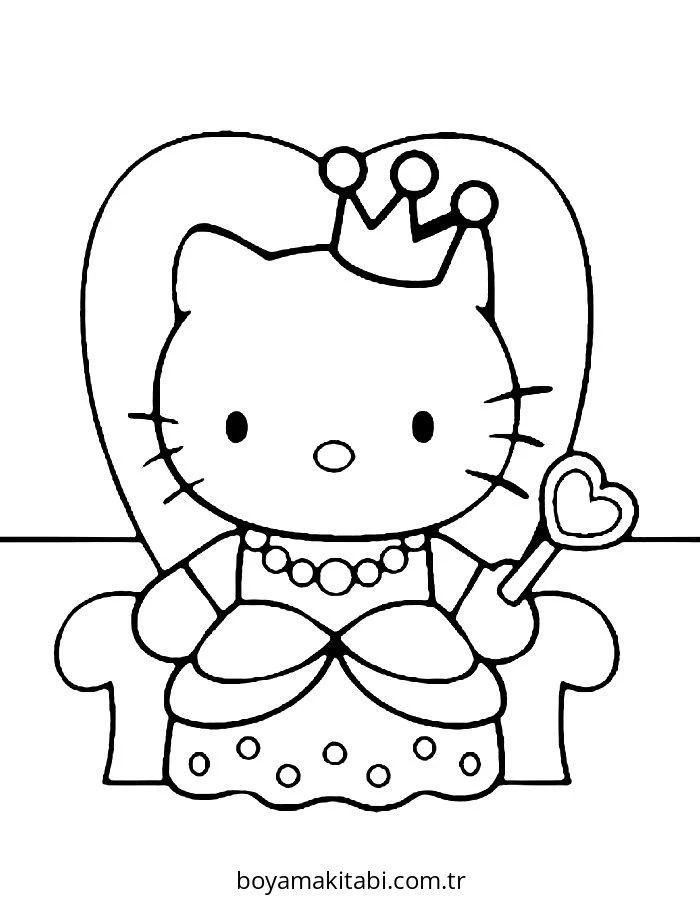 Hello Kitty boyama sayfası – renkli çizimler, okul öncesi