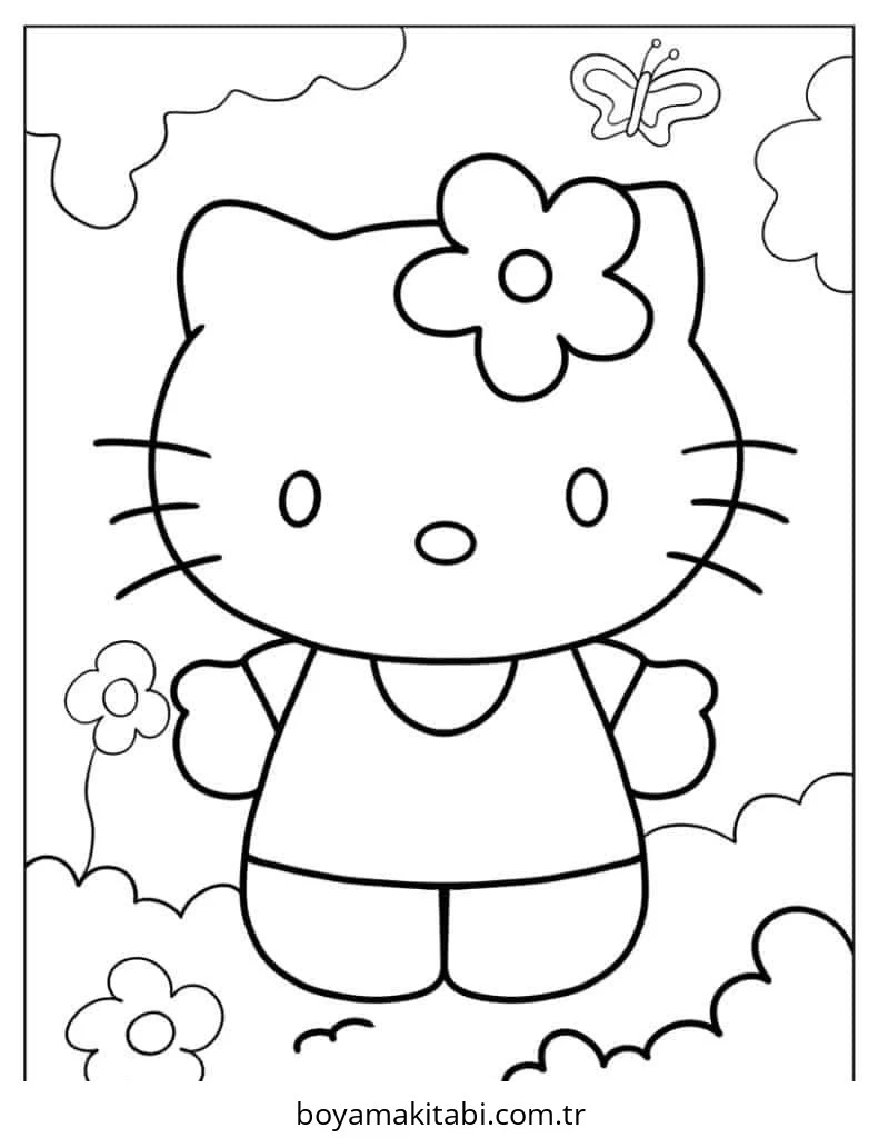 Hello Kitty boyama sayfası – kolay boyama, eğitici aktivite