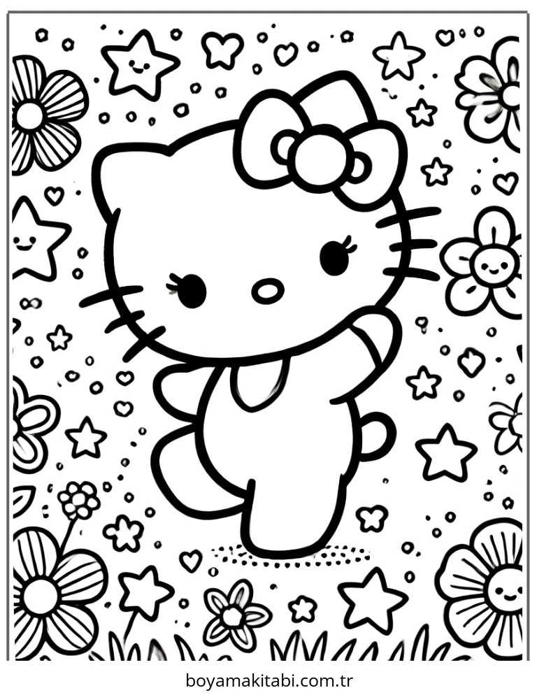 Hello Kitty boyama sayfası – okul öncesi, evde etkinlik