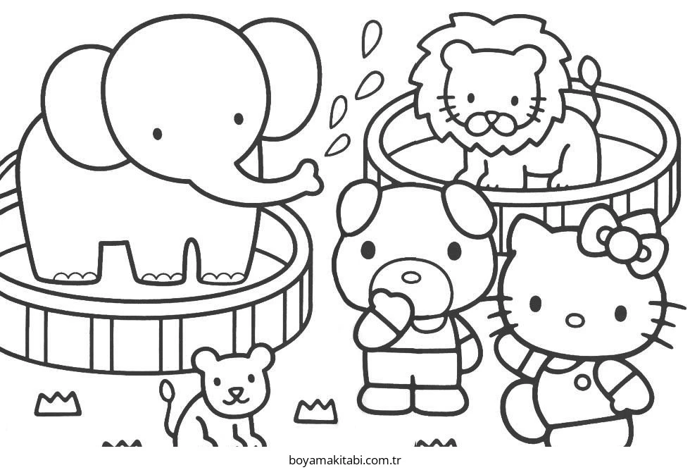 Hello Kitty boyama sayfası – sevimli karakter, sanatsal çalışma