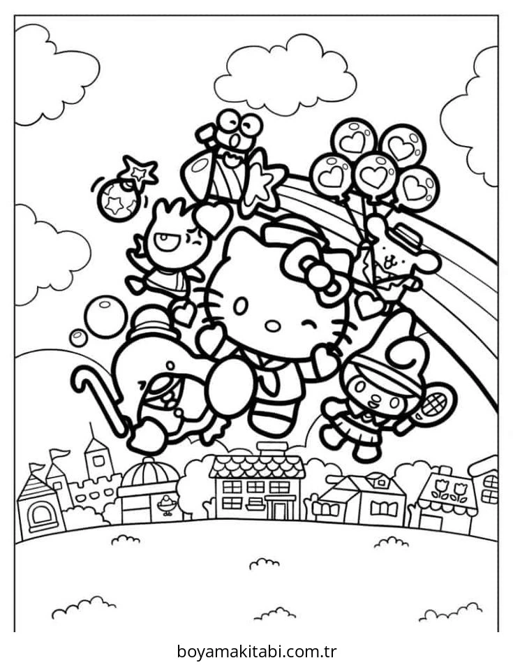 Hello Kitty boyama sayfası – eğitici aktivite, yaratıcılık