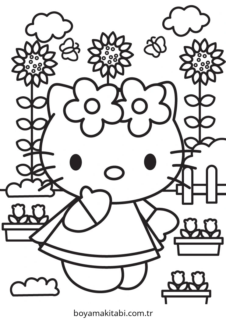 Hello Kitty boyama sayfası – evde etkinlik, ücretsiz yazdır
