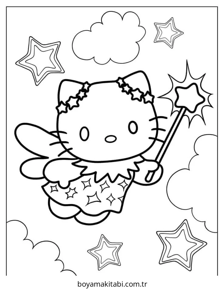 Hello Kitty boyama sayfası – yaratıcılık, eğlenceli etkinlik