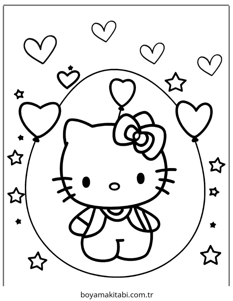 Hello Kitty boyama sayfası – PDF indir, sevimli karakter