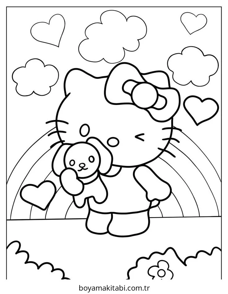 Hello Kitty boyama sayfası – çocuklar için, çizgi film temalı