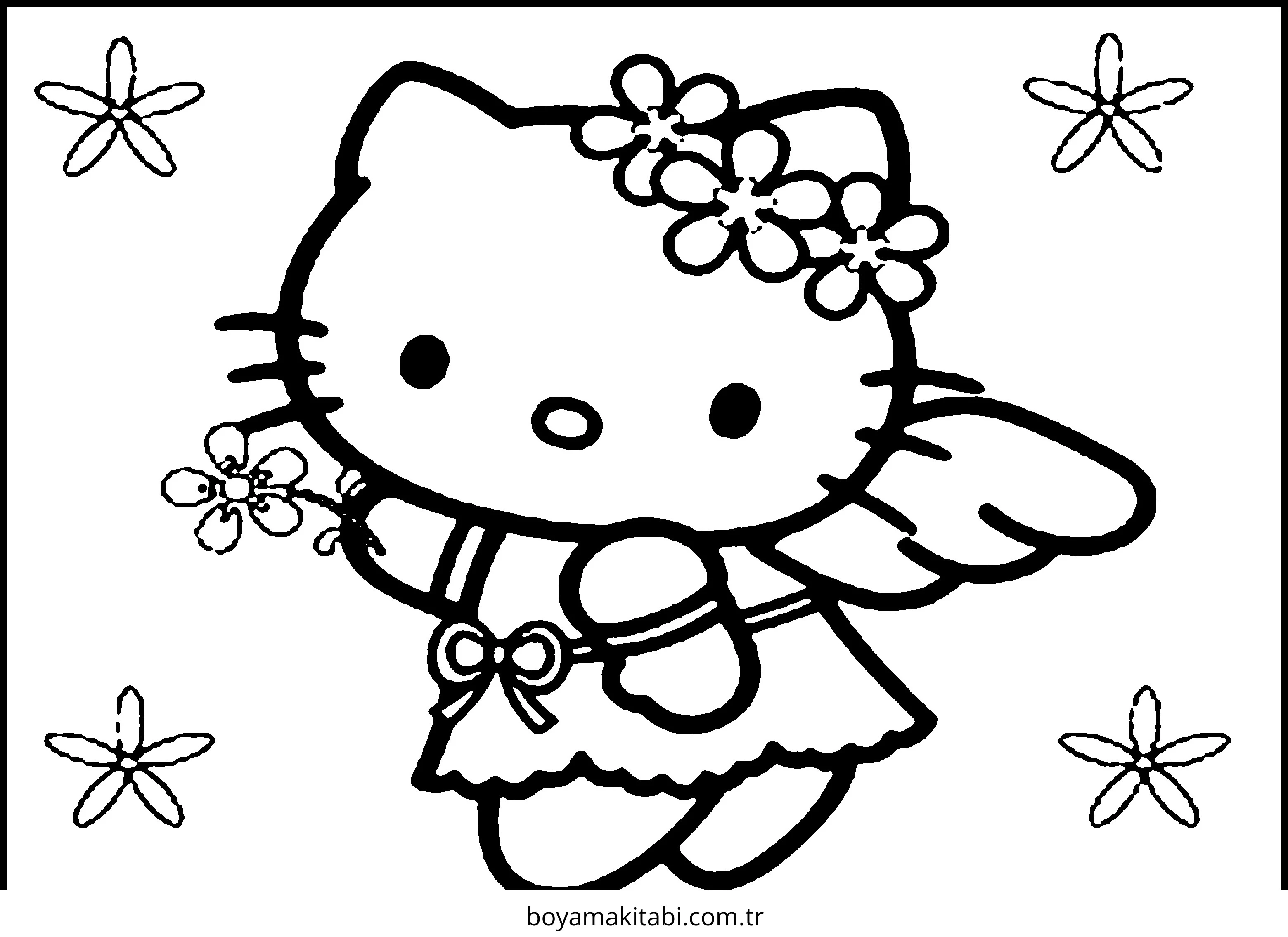 Hello Kitty boyama sayfası – eğlenceli etkinlik, el becerilerini geliştirir
