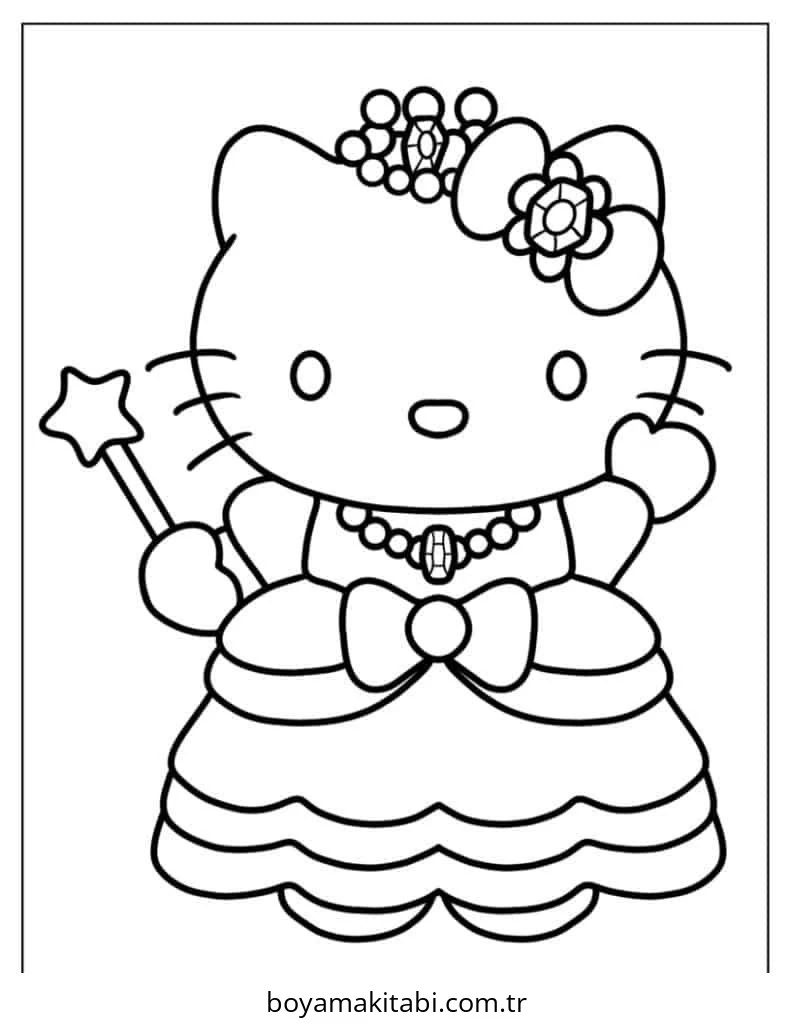 Hello Kitty boyama sayfası – yaratıcılığı geliştirir, keyifli zaman
