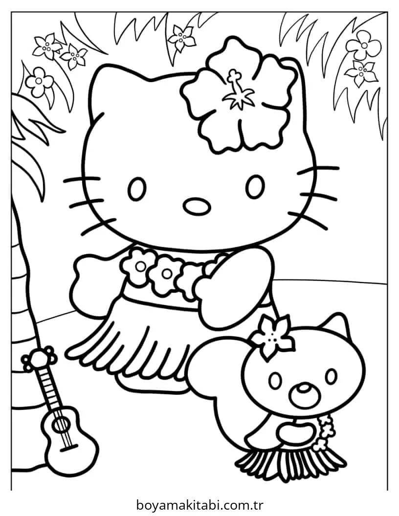 Hello Kitty boyama sayfası – el becerilerini geliştirir, boyama çalışması