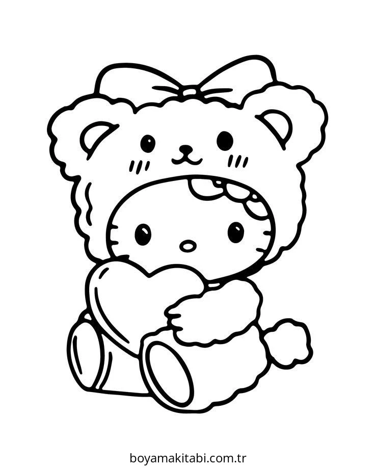 Hello Kitty boyama sayfası – evde etkinlik, ücretsiz yazdır