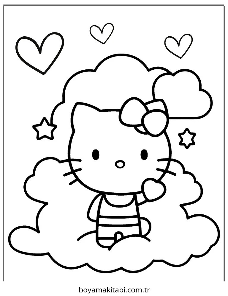 Hello Kitty boyama sayfası – boyama çalışması, yaratıcılığı geliştirir