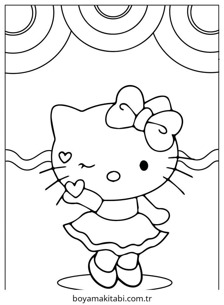 Hello Kitty boyama sayfası – PDF indir, sevimli karakter