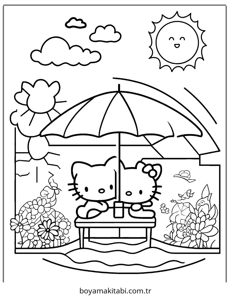 Hello Kitty boyama sayfası – çocuklar için, çizgi film temalı
