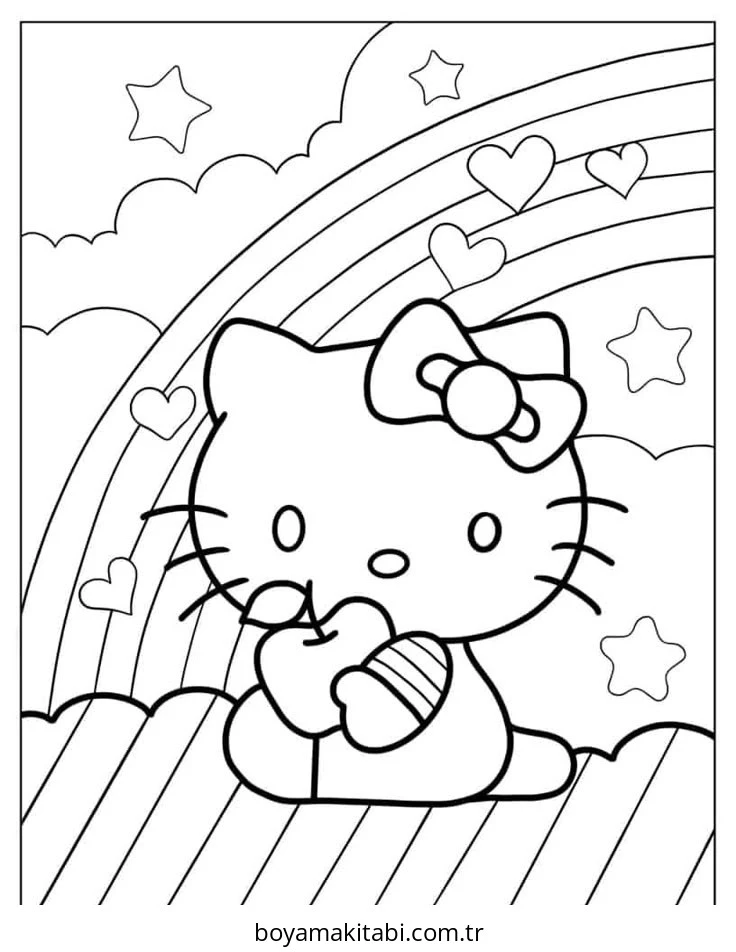 Hello Kitty boyama sayfası – okul öncesi, evde etkinlik