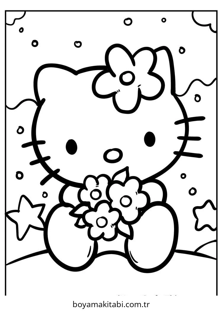 Hello Kitty boyama sayfası – eğitici aktivite, yaratıcılık