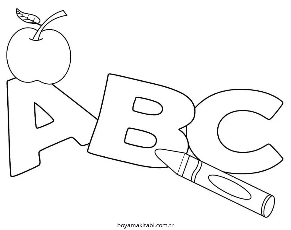 ABC boyama sayfası – keyifli zaman, renkli çizimler