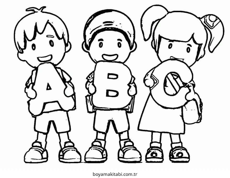 ABC boyama sayfası – çocuk aktivitesi, PDF indir
