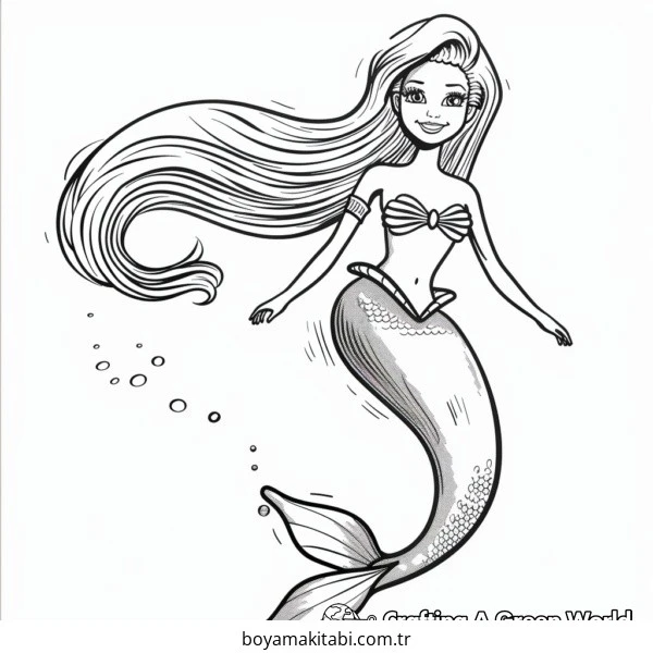 Barbie boyama sayfası – PDF indir, sevimli karakter